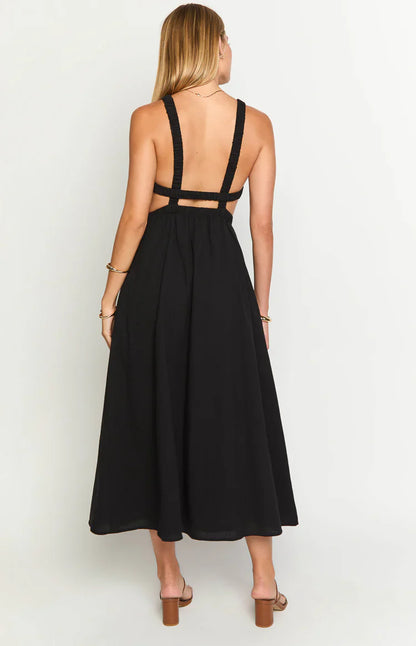 Kensie Black Backless Midi Dress