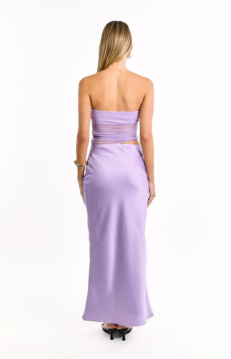 Elinor Lilac Satin Maxi Dress