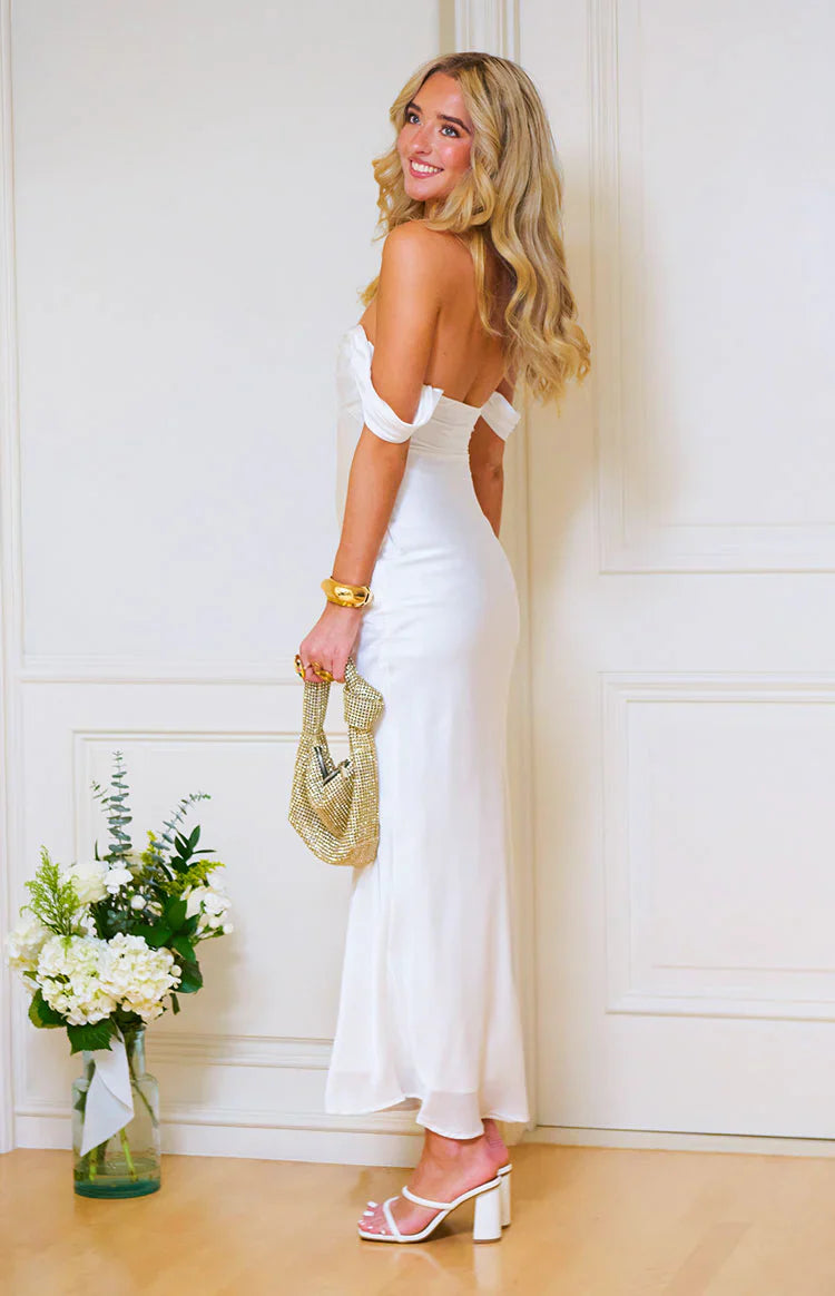 Ella White Off Shoulder Formal Dress