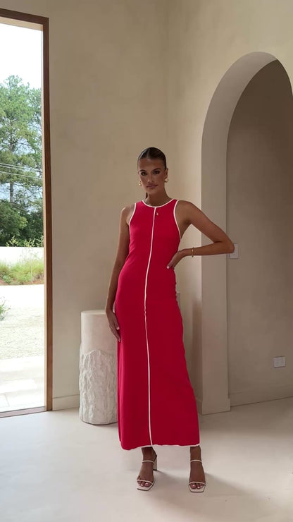 Milli Maxi Dress - Red/White