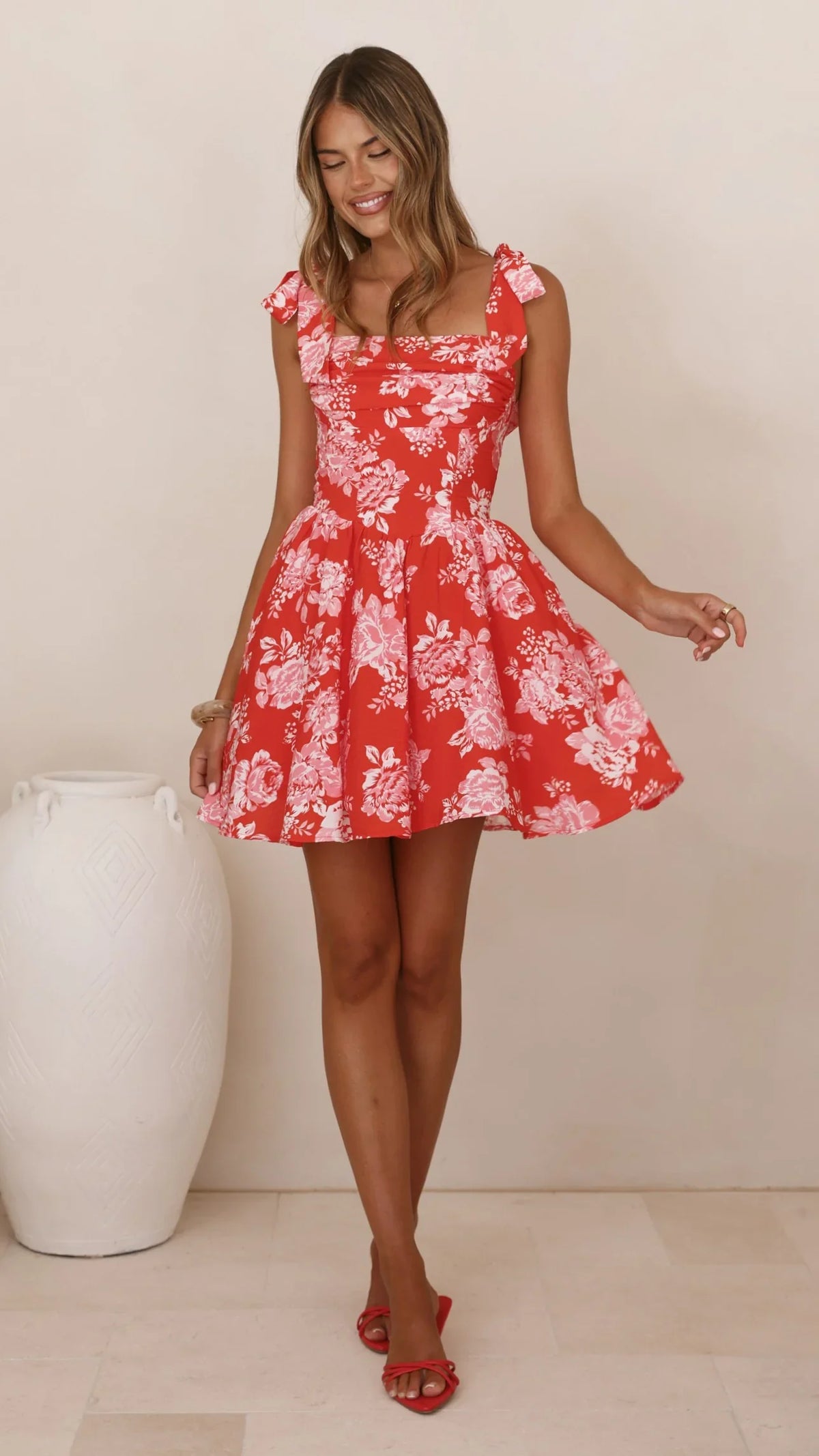 Haisley Mini Dress - Red Floral