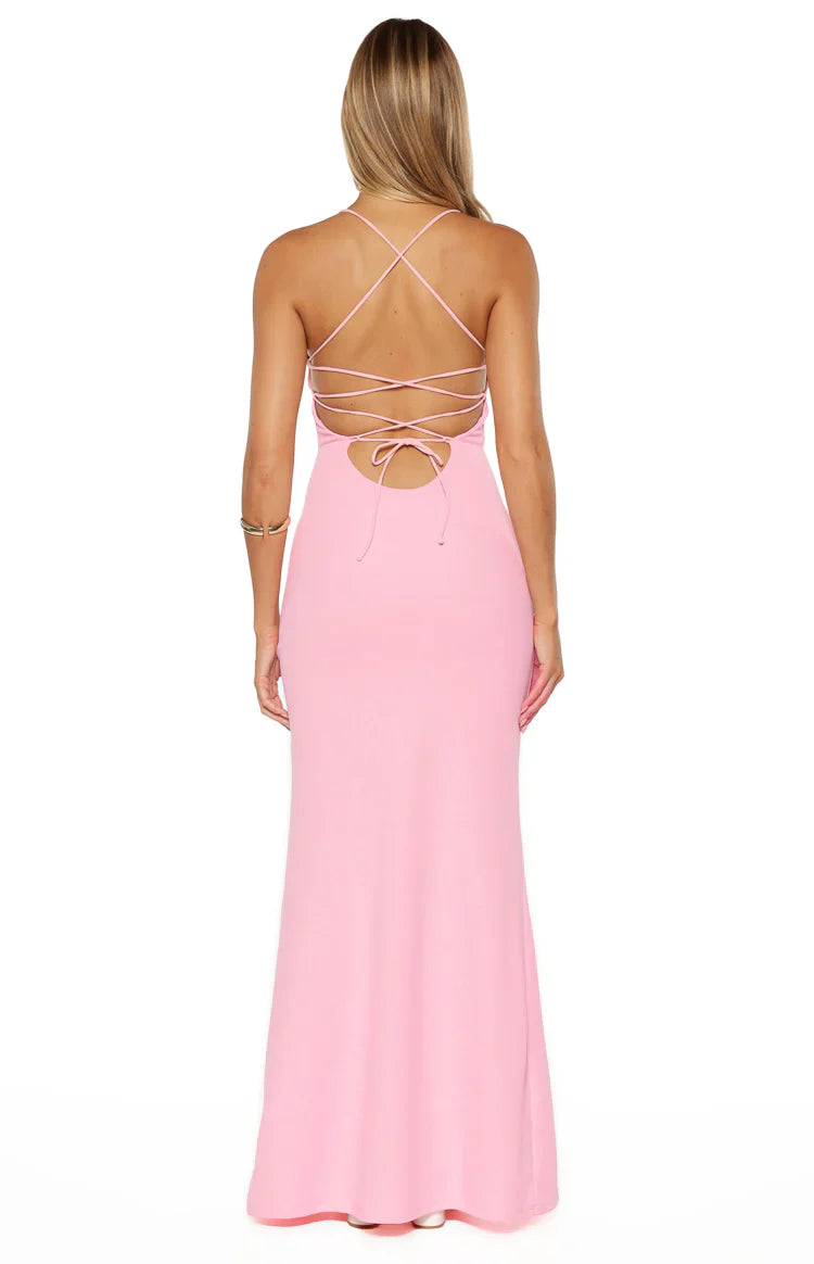 Harriet Pink Crepe Maxi Dress