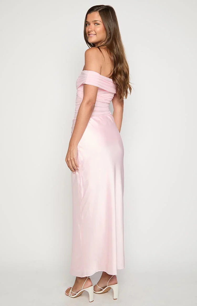 Jamilla Pink Off Shoulder Formal Maxi Dress