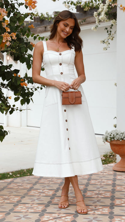 Indigo Midi Dress - White Denim