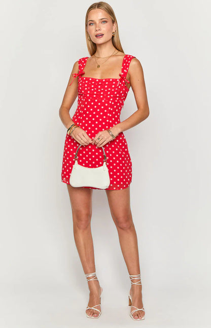 Layla Red Polka Dot Tie Back Mini Dress