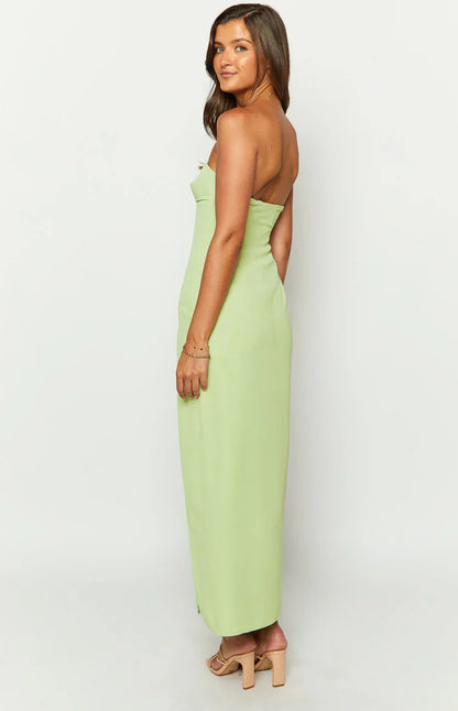 Lenora Green Strapless Maxi Dress