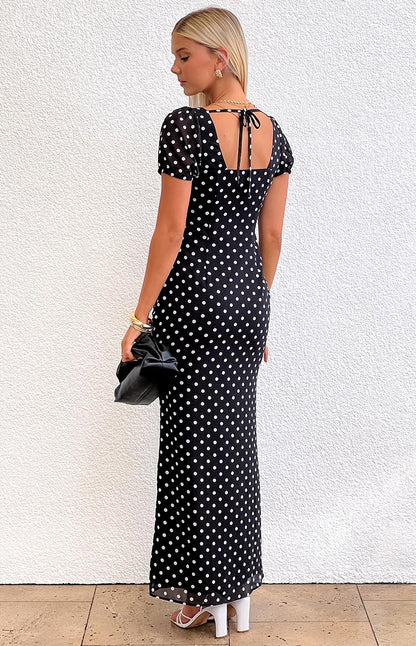 Lovella Black Polka Dot Maxi Dress