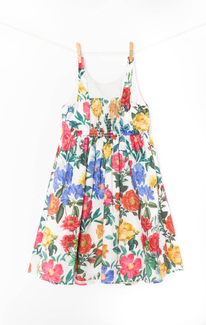 Bow Mini Dress ~ Charm Peony White Taffeta