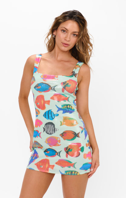 Lets Go Mini Dress ~ Rainbow Reef Sequins
