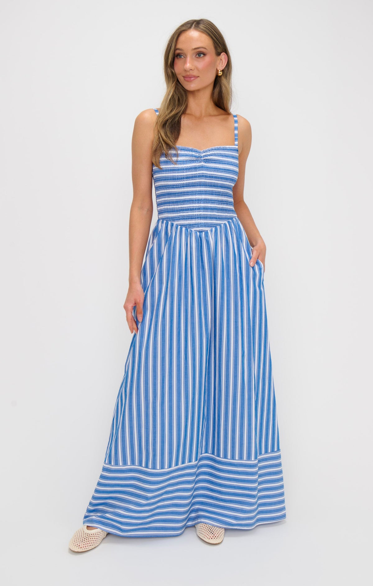 Dixie Maxi Dress ~ Coastal Blue Stripe