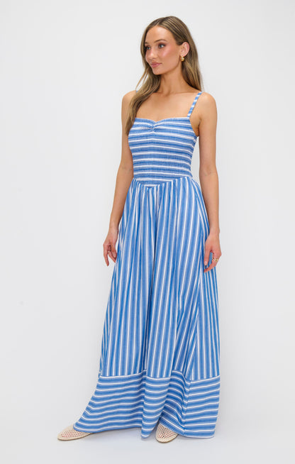 Dixie Maxi Dress ~ Coastal Blue Stripe