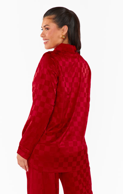 Felix Blazer ~ Red Checkerboard Satin