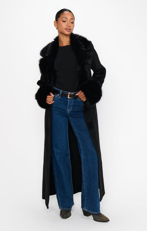 Checkroom Coat ~ Black with Faux Fur