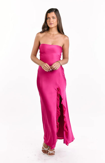 Mackenna Hot Pink Strapless Maxi Dress