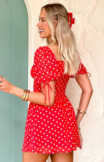 Danyal Red Polka Dot Mini Dress