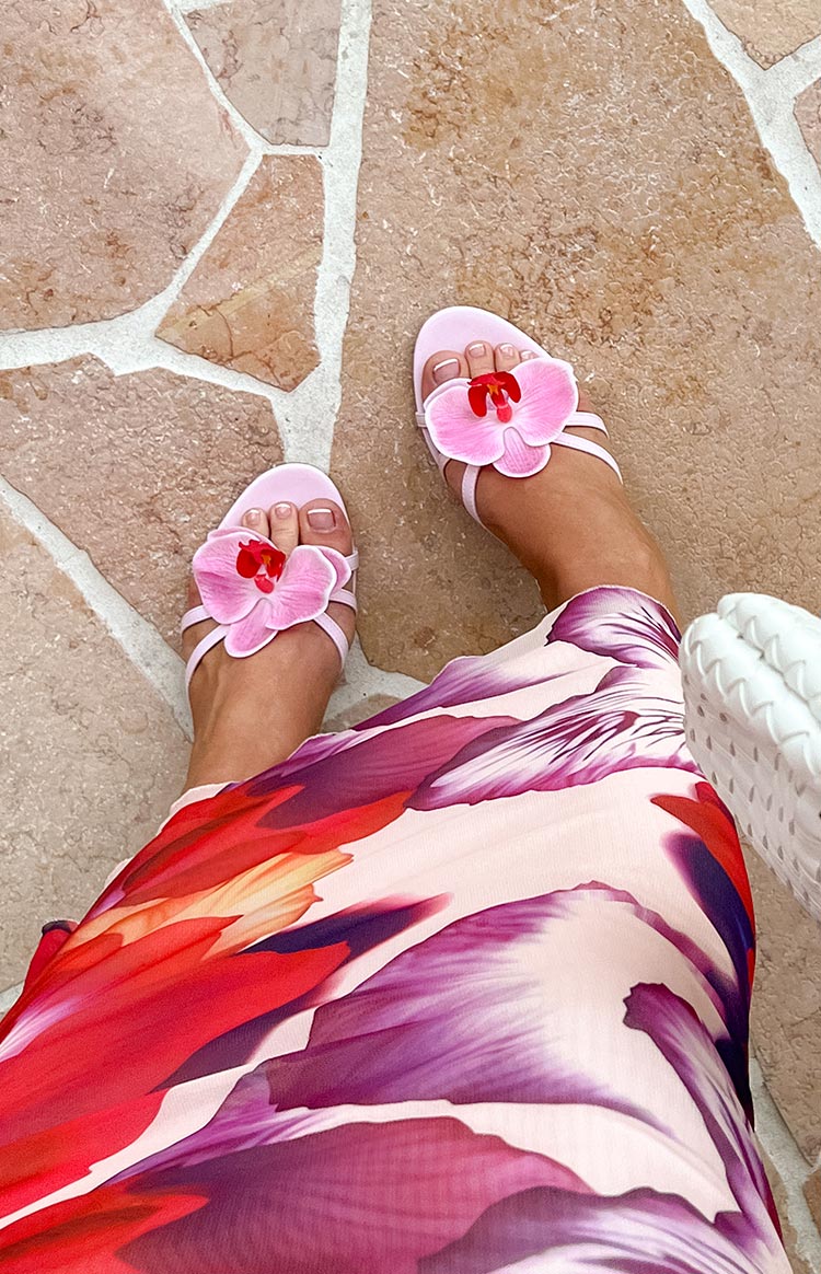 In Bloom Pink Floral Kitten Heels