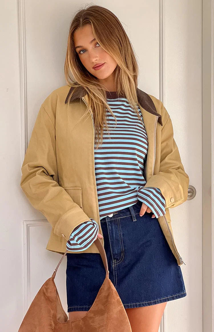 Jemma Cream Contrast Canvas Jacket