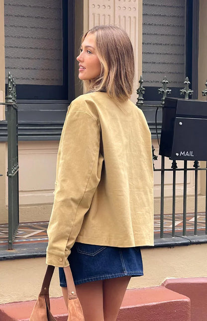Jemma Cream Contrast Canvas Jacket