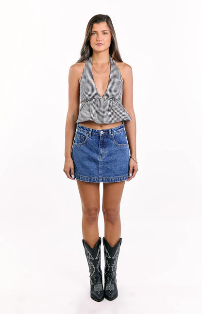 Opolo Black Gingham Crop Top