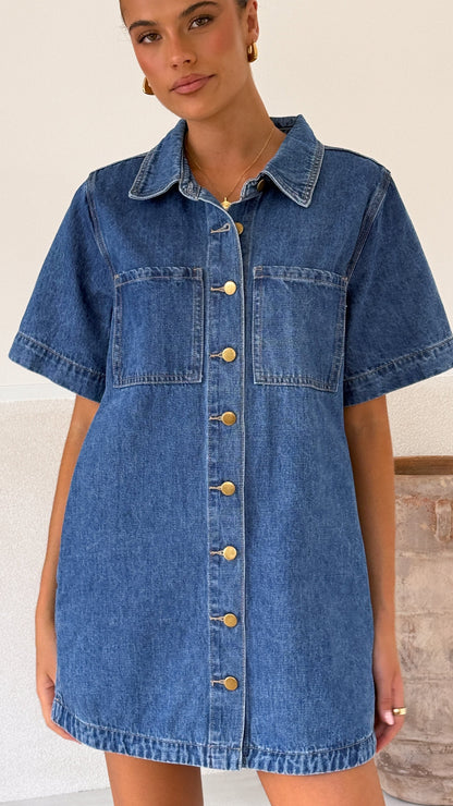 Rayna Denim Mini Dress - Dark Denim
