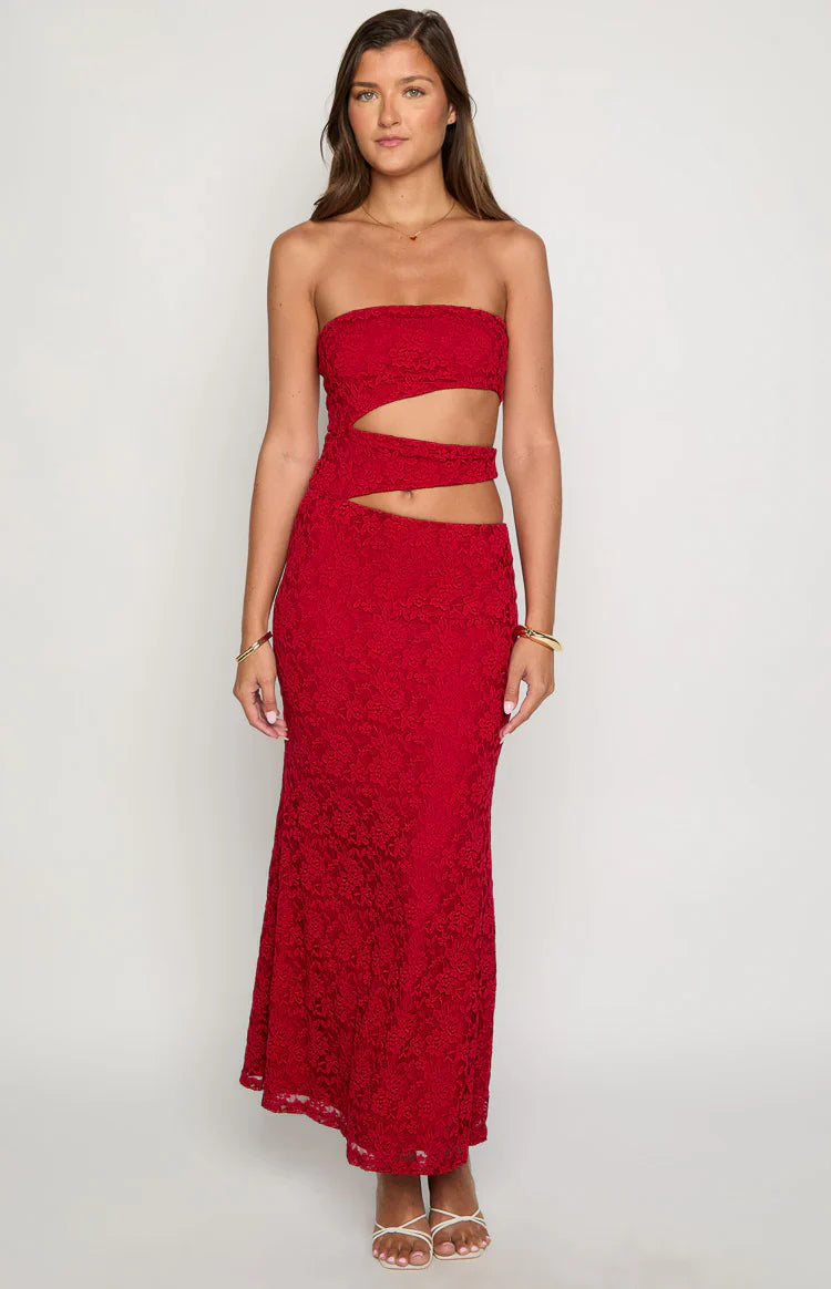 Rae Red Strapless Maxi Dress