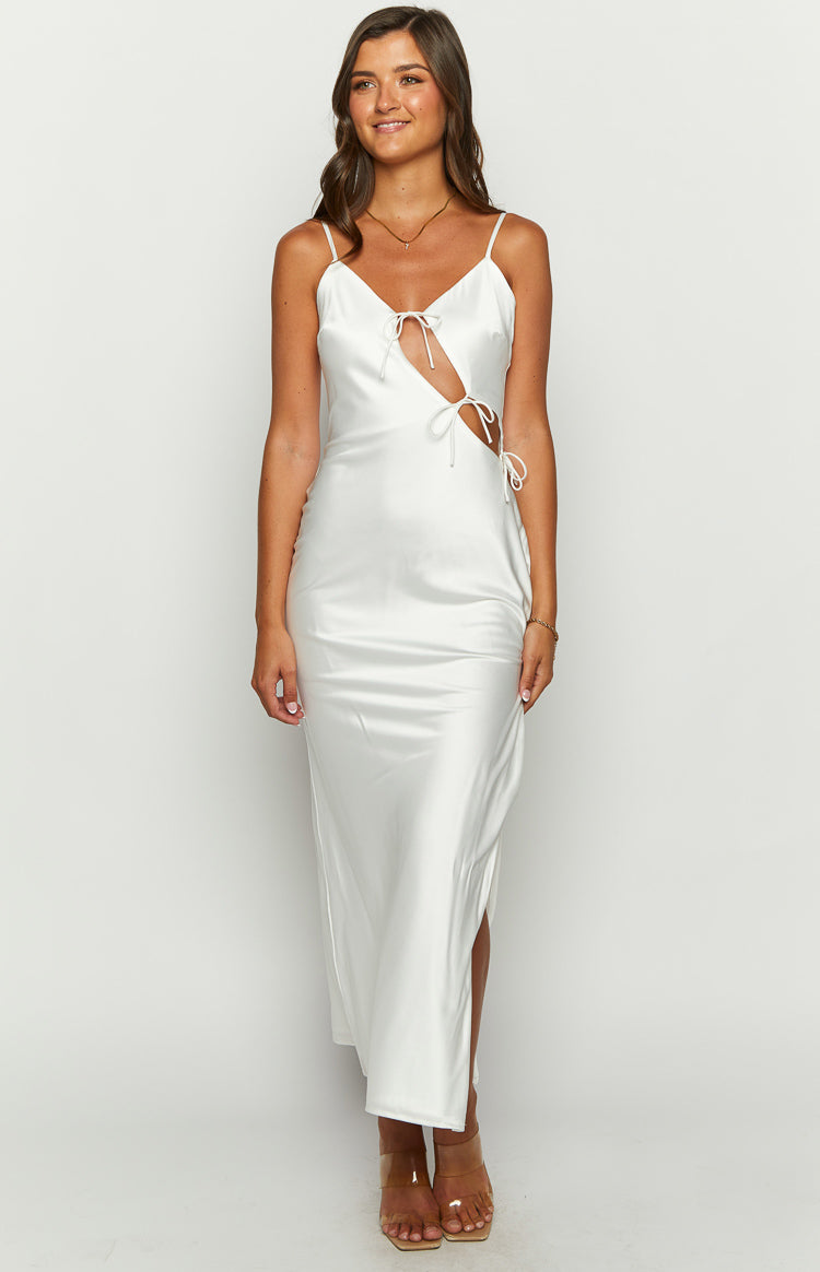 Renaissance White Satin Maxi Dress