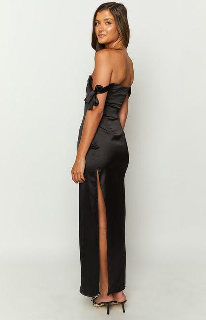Sheridan Black Satin Maxi Dress