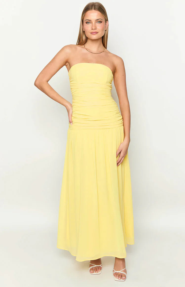 Sinclair Yellow Strapless Maxi Dress