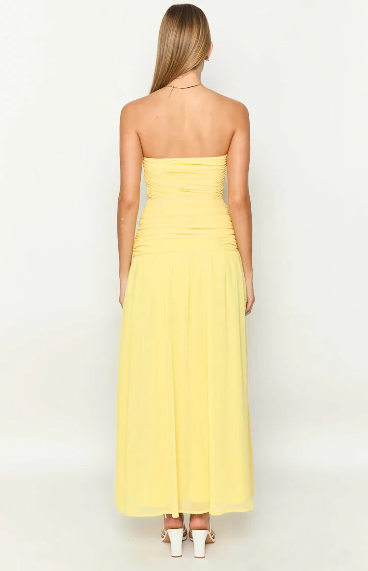 Sinclair Yellow Strapless Maxi Dress
