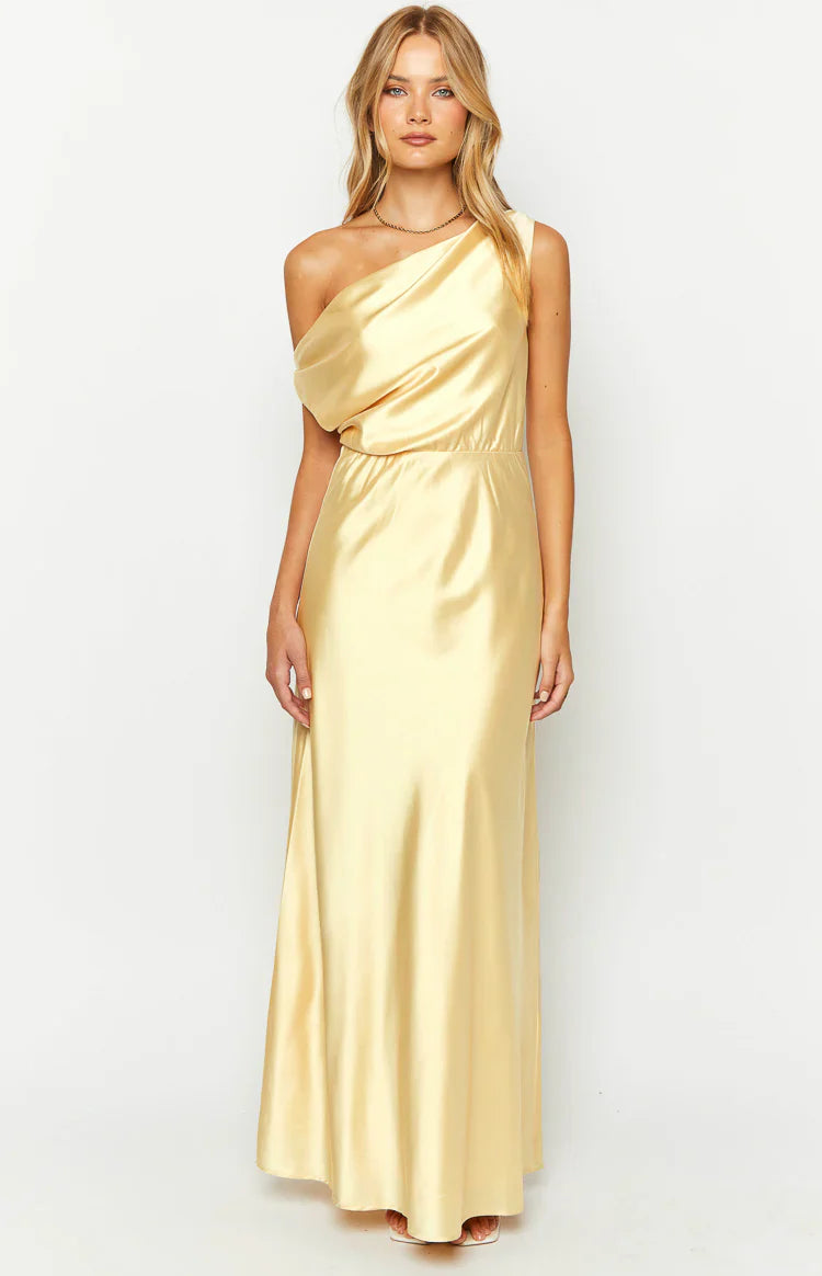 Sunshine Elegance Yellow Formal Maxi Dress
