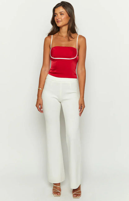 Tamra Red Low Back Top