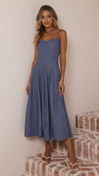 Tanya Maxi Dress - Blue Denim