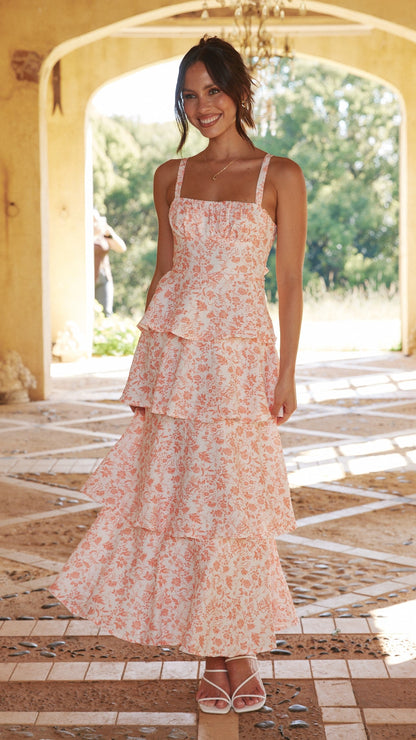 Page Maxi Dress - Peach Floral
