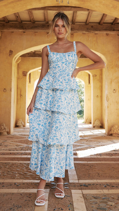 Page Maxi Dress - Blue Floral