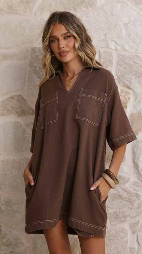 Ilia Denim Mini Dress - Chocolate