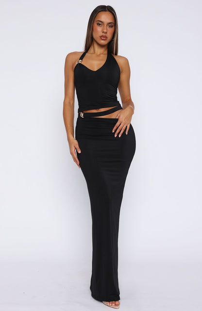 Broken Hearted Maxi Skirt Black