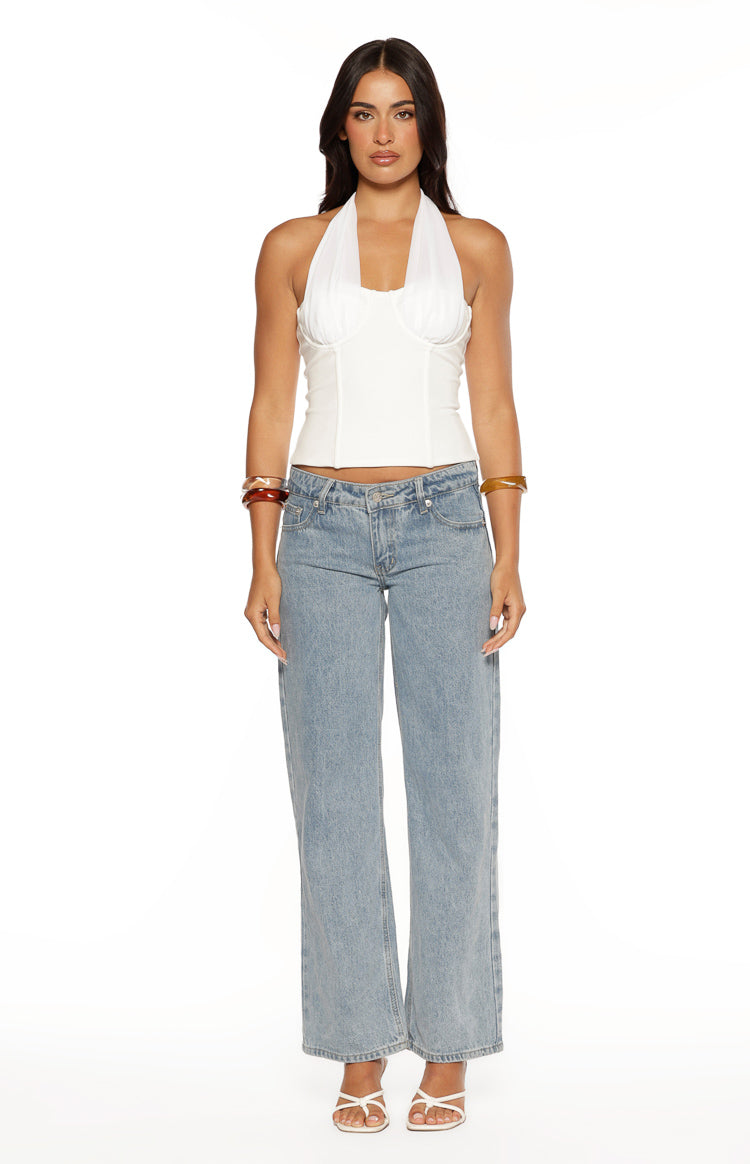 Ivie White Corset Halter Neck Top
