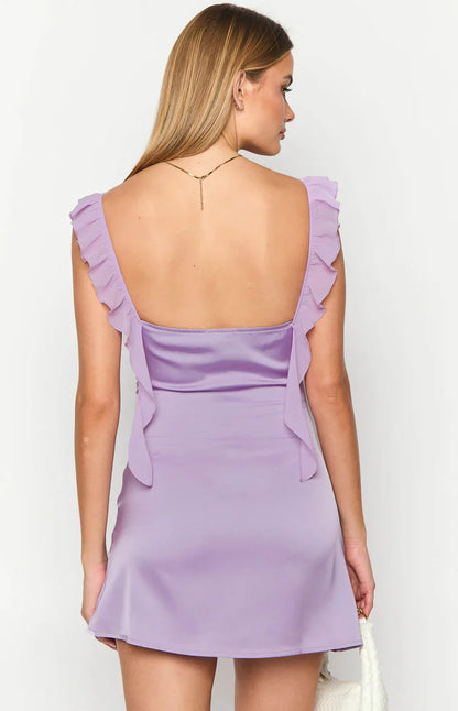Joyce Lilac Satin Mini Dress