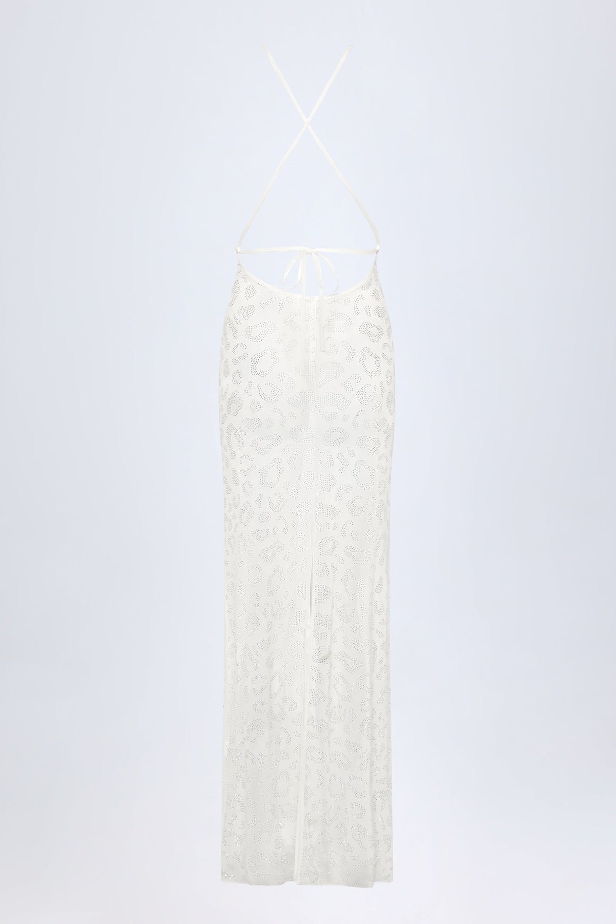 Embellished Backless Maxi Dress in White