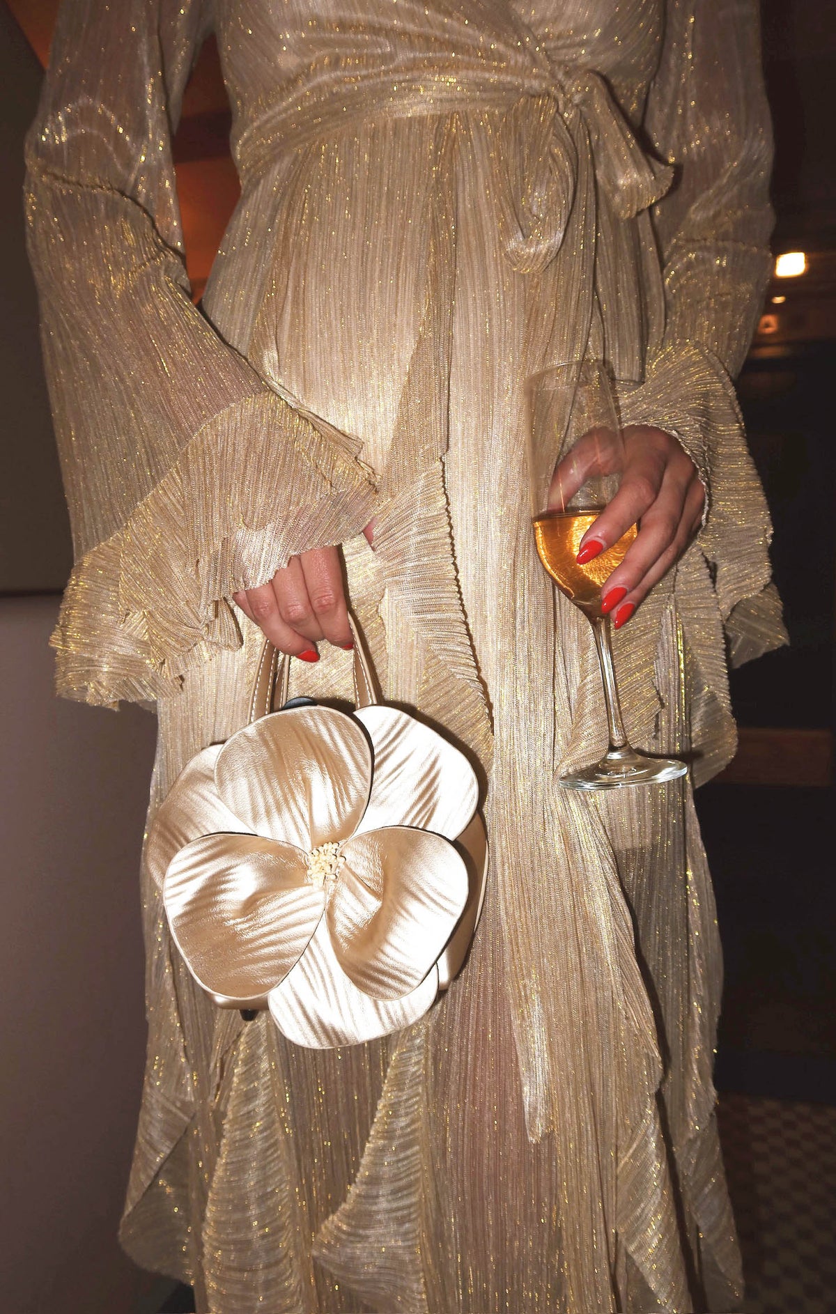 Jenny Ruffle Maxi Dress ~ Gold Glimmer