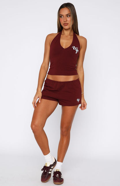Made Me Better Relaxed Shorts Burgundy