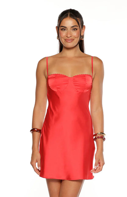 Tinsley Red Satin Party Mini Dress