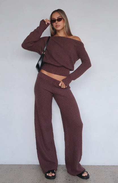 Please Be Mine Knit Pants Chocolate