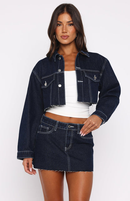 Something To Prove Denim Mini Skirt Dark Indigo