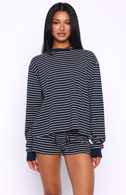 Touchdown Long Sleeve Tee Navy Stripe